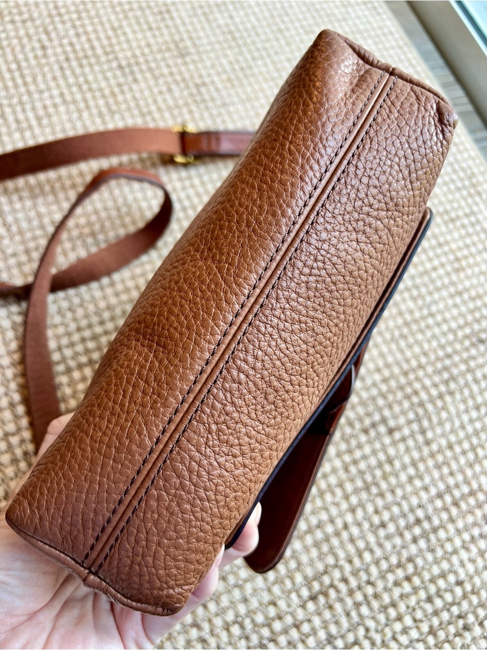 🤎Fossil Leather Crossbody Bag Brown Pebbled Flap Organizer Purse - Picture 6 of 12
